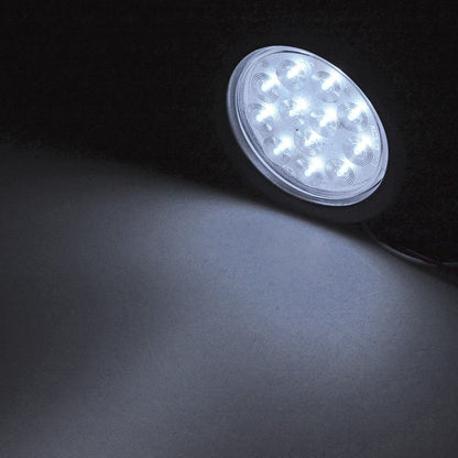 Astra Depot 2X Clear Lens White 12 LED 4" Round Back-up Reverse Light Grommet Plug Kit Truck Trailer RV