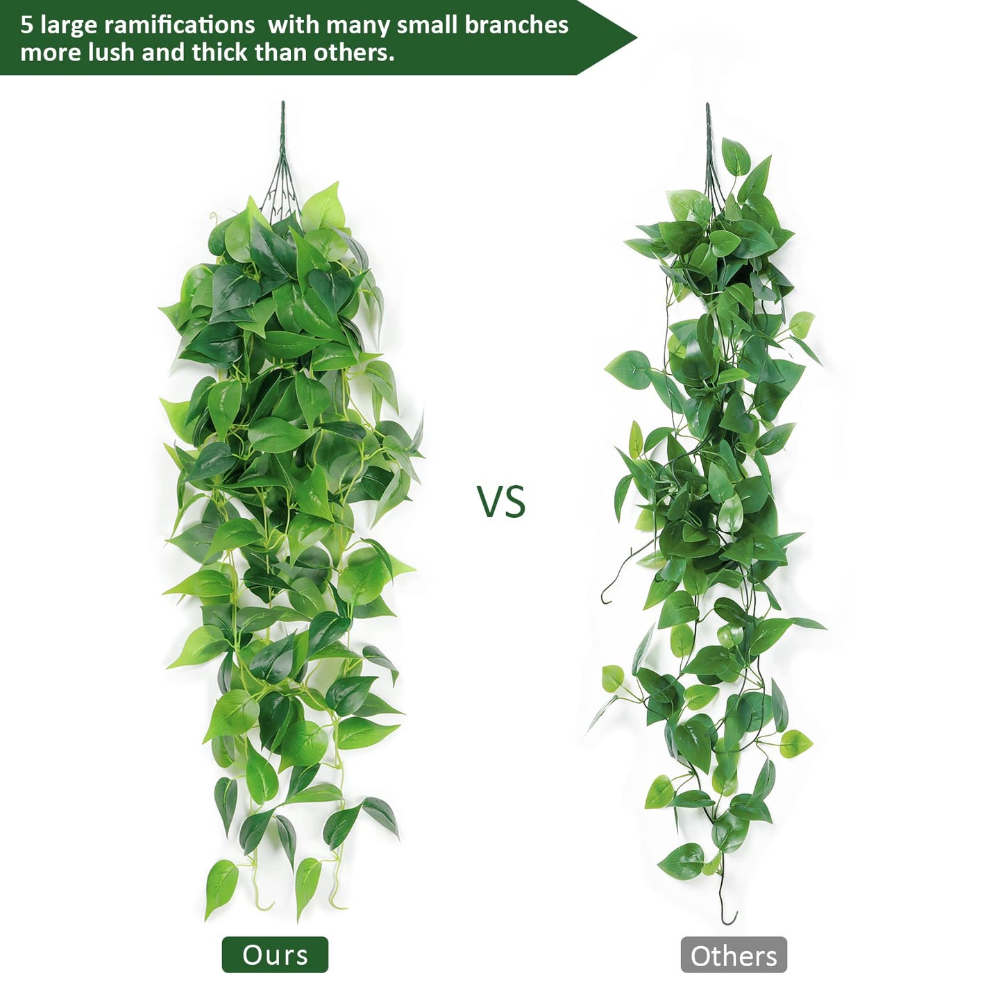 SOMYTING 2Pcs Artificial Hanging Plants 3.6ft Fake Ivy Vines Scindapsus Leaves Vine Greenery Hanging Plants for Home Garden Wedding Party Indoor Outdoor Wall Decorations (Scindapsus Leaves)