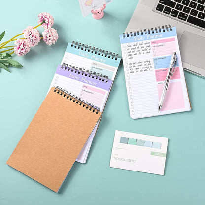 Daily Planner Notepad, 4 Pack To Do List Notepad, 52 Pages, Undated Planner and Organizer, A5, Daily Tasks Planner, Office Schedule Agenda