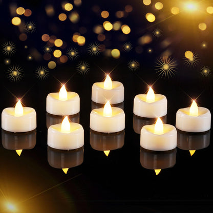 AMAGIC Battery Flameless Warm White Tealight 50 Pack Fake Elecreic Realistic Bright Candles Last 100+ Hours, for Christmas Decoration, Romantic Nights, Table Centerpiece, Diwali
