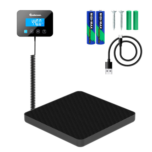 Shipping Scale - 440 lbs/0.35oz - High Accurate Digital Postal Scale with Hold/Tare Function - Perfect for Packages, Luggage, Suitcase, Home Use - Battery & Cable Included - Black Mat