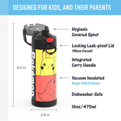 THERMOS FUNTAINER 16 Ounce Stainless Steel Bottle, Pokemon