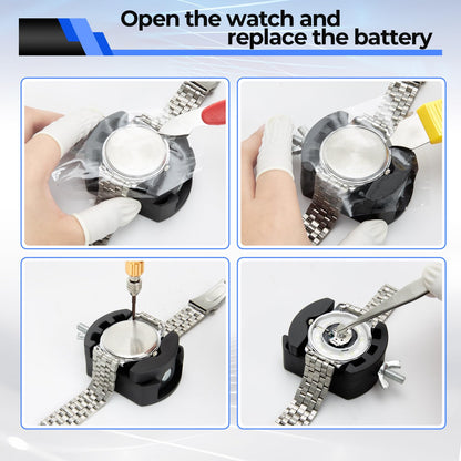 Watch Repair Kit, Ohuhu 192 PCS UPGRADED Heavy Duty Watch Link Removal Battery Replacement Band Tool Kit, Watch Back Remover Tool Professional Watch Repair Opener Tools with PU Leather Bag User Manual