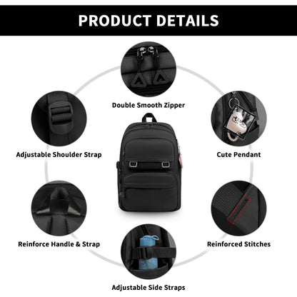 Backpack for Women Men, Lightweight School Backpack 15.6 Inch Travel Laptop Backpack Waterproof Bookbag Casual Carry-on Daypack for School Sports College Travel, Black