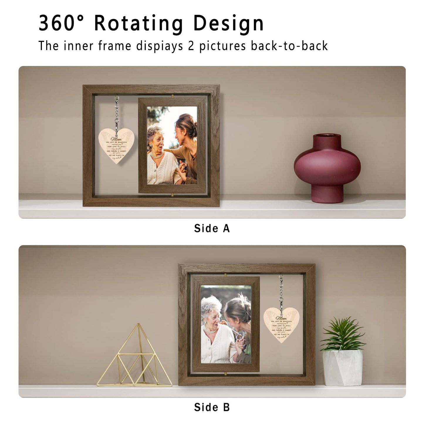 Sympathy Gifts for Loss of Mother, Mom Picture Frame Memorial Gifts for Loss of Mother Grief Condolence Bereavement Gifts, Display Two 4x6 Inch