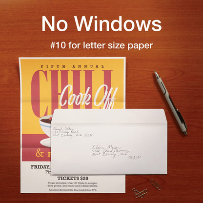 Quality Park #10 Security Envelopes, No Window, Redi-Strip Self Seal Envelopes, 24-lb White Wove, 4-1/8" x 9-1/2", 100 per Box (QUA69117)