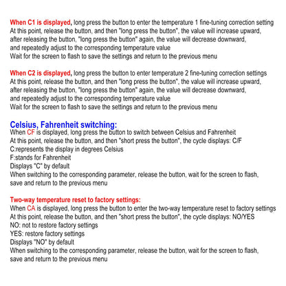 weideer Dual Display Fahrenheit Thermometer DC 4-28V -67~+248℉ with Dual LED Display 2 Waterproof NTC Probes High Accuracy Temperature Gauge Sensor K-017