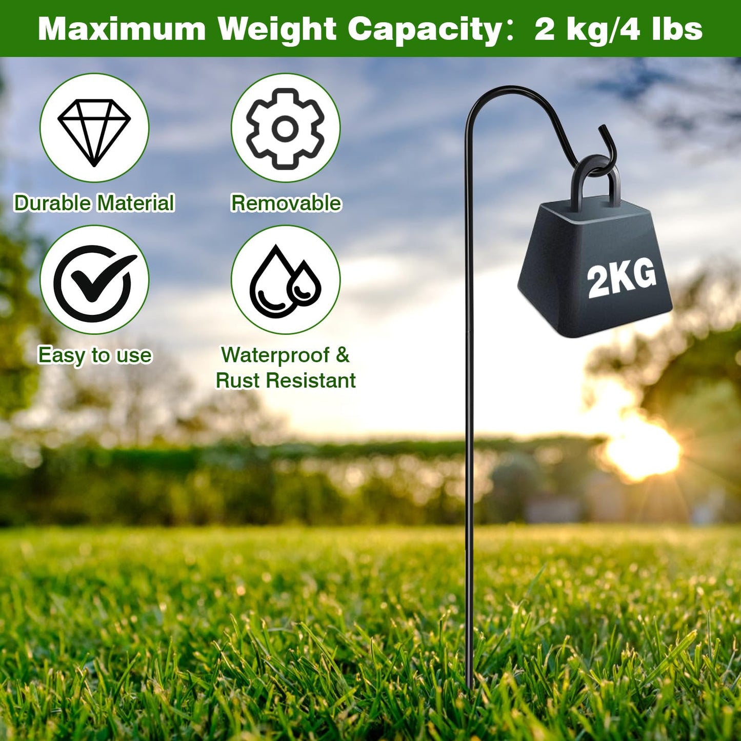 4 Pack Shepherd Hook, Bird Feeders Outdoor Hanging, Heavy-Duty Metal Plant Hanger Stand, 16.5 to 32 inch Adjustable Garden Holder for Hanging Birdhouses, Flower Pots, Lanterns, Wedding Decor ect