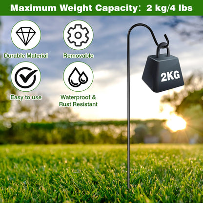 4 Pack Shepherd Hook, Bird Feeders Outdoor Hanging, Heavy-Duty Metal Plant Hanger Stand, 16.5 to 32 inch Adjustable Garden Holder for Hanging Birdhouses, Flower Pots, Lanterns, Wedding Decor ect