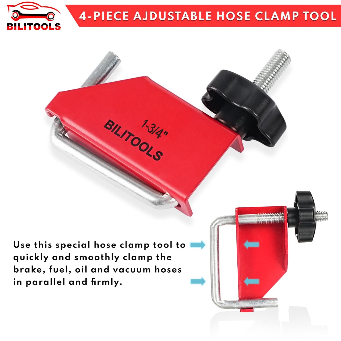 BILITOOLS 4 Piece Hose Pinch Off Pliers Clamp Pliers for Flexible Fuel Line Coolant Radiator Brake Hoses Clamp Tool etc, Without Damaging the Line