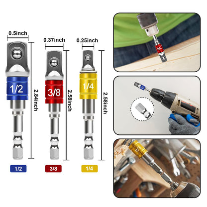 ZORKNOPT 26 PCS Flexible Drill Bit Extension Set with 2 PCS 105° Right Angle Drill Attachment, Bendable 1/2 3/8 1/4" Universal Socket Adapter & Screwdriver Bit Kit & Drill Bit Holder