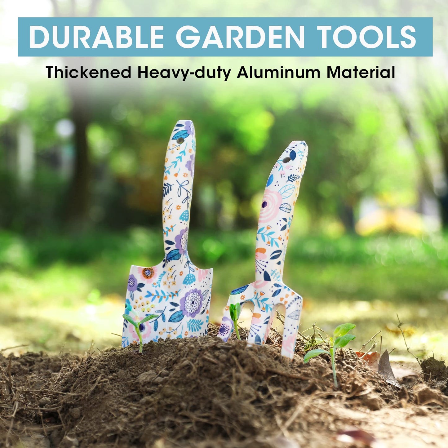 WORKPRO Aluminum Garden Tool Set – 4PCS Heavy Duty Hand Garden Tools, Includes Garden Gloves, Trowel, Cultivator & Pruner for Gardening, Planting & Landscaping, Garden Gifts for Women