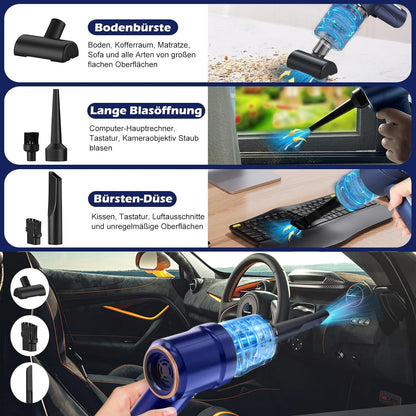 Handheld Vacuum Cleaner Wireless Mini Car Vacuum Cleaner, 15000 PA Lightweight Vacuum Cleaner & Blower Dust Buster,Powerful Handheld Vacuum Cleaner for Car, Kitchen, Pet Hair Cleaning (Navy Blue)