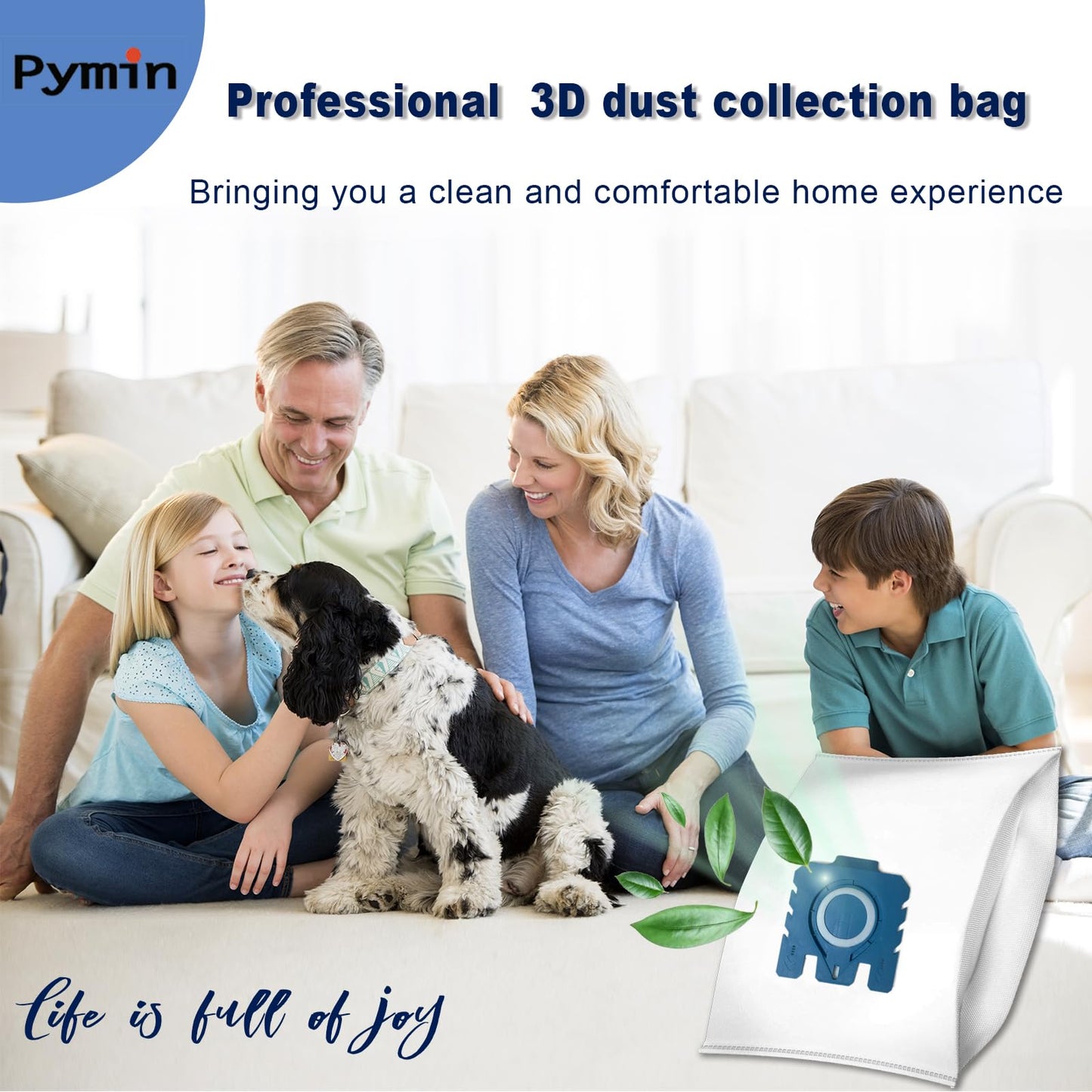 Pymin 12 Pack GN Vacuum Dust Bags Compatiable with Miele Hoover Bags,3D Efficiency GN Vacuum Bags for Classic C1,Complete C2 C3, S227 S240, S270, S400, S600, S800,S2, S5, S8 Series(12 Bags+4 Filters)