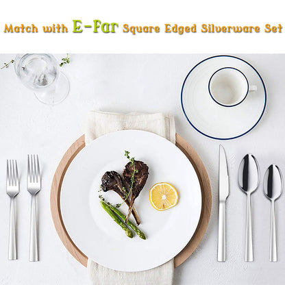 Teaspoon Set of 12, E-far 6.7 Inch Stainless Steel Spoons for Kitchen or Restaurant, Non-toxic & Mirror Polished, Squared Edge & Dishwasher Safe