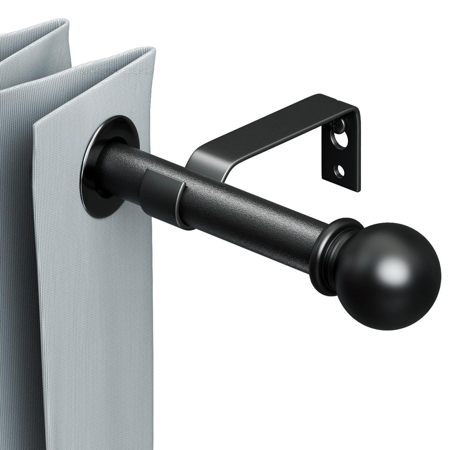 Black Curtain Rods 84-120, Long Adjustable 5/8"(16mm) Diameter Drapery Rod Set, Heavy Duty Metal Standard Curtain Rod for Patio Outdoor, Sliding Glass Door