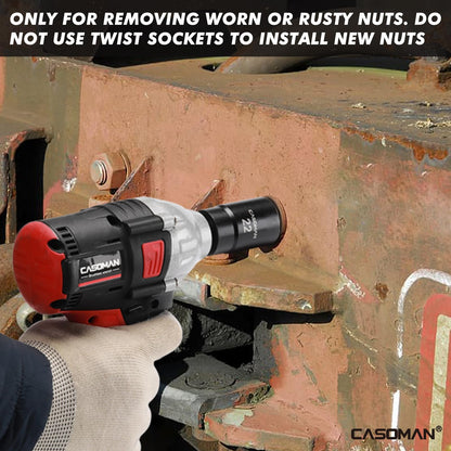 CASOMAN 5 Pieces 1/2" Dr. Twist Socket Set, Lug Nut Remover Tool, Metric Bolt and Lug Nut Extractor Socket Tools