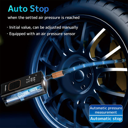 150PSI Tire Inflator Portable,Rechargeable Cordless Mini Air Compressor with Battery,Digital Pressure Gauge Auto Shut Off,LED Light Emergency Pump for Car Motorcycle Bike Tires Balls,DC,2.6*1.9*5.3"