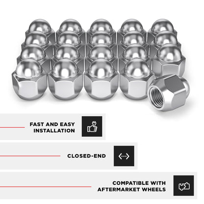 White Knight M12x1.25 Factory Style Lug Nuts for Select Subaru Ascent, BRZ, Crosstrek, Forester, Impreza, Legacy, Outback, WRX. Chrome Dome Top Acorn – WN07606-20AM (20 Pack)
