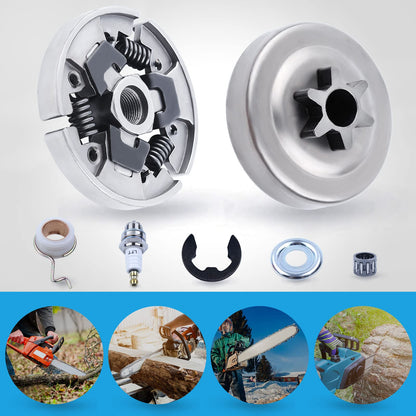 3/8" Sprocket Clutch Drum Kit for Stihl 017 018 MS170 MS180 021 023 025 MS210 MS230 MS250, ADEFOL Sprocket + Clutch Drum + Sprocket Bearing + Worm Gear + Washer + E-Clip + Spark Plug