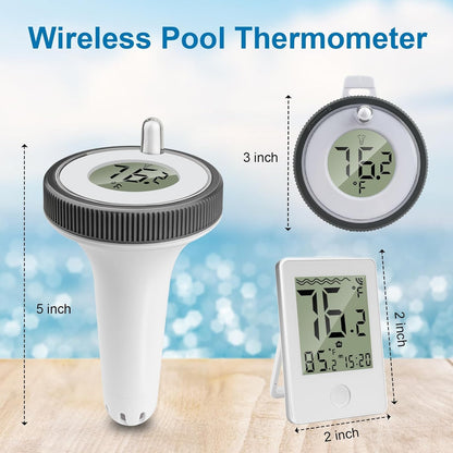 Pool Thermometer Floating Easy Read,Pool Temperature Thermometer Floating, Large Screen Digital Wireless Pool Thermometer Waterproof, Floating Pools Thermometers for Swimming Pools/Fish Tank/Hot Tubs