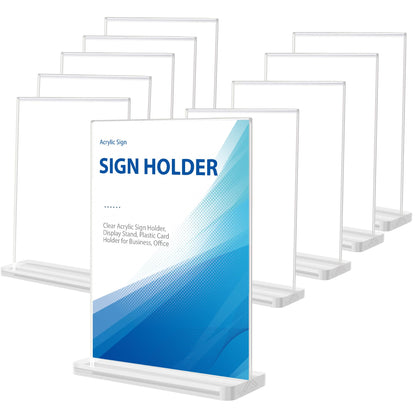 10 Pack Acrylic Sign Holder Clear Display Stand Double Sided Vertical Flyer Menu Brochure Holders for Restaurant Wedding School Office Hotel Party, 4 x 6Inch (10PCS)