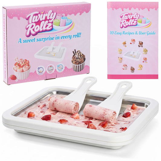 Rolled Ice Cream Maker Kit. Instant Ice Cream Maker. Includes Recipe Book, Large Freeze Tray, 2 Food Grade Spatulas & Gift Ready Packaging. Fun Homemade Ice Cream Experience For the Family.