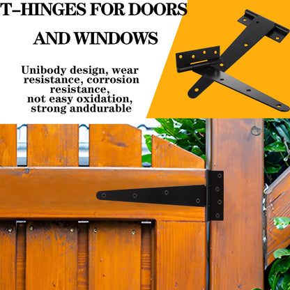 12PCS T-Strap Hinges Gate Door Hinges 6 Inch Strap Heavy Duty Shed Door Hinges Rustproof Steel Gate Hinges with Screws for Barn Doors, Sheds, Wooden Fences, Cabinets & Outdoor Use
