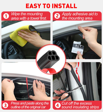 CHUANJI Universal Car Door Seal Strip 32.8ft Rubber Automotive Weather Stripping for Soundproofing and Sealing - Fits Car, RV, Hood Cover (32.8 Feet Long)