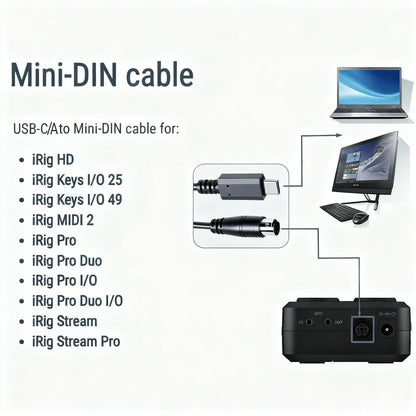 Xiusiyt USB-C to Mini-din 7 Male Cable for IK Multimedia iRig Series, iRig HD,iRig HD-A,iRig Keys, iRig I/O 25/49,iRig MIDI 2 Pro,iRig Pro Duo,iRig Pro I/O Stream(USB-C,5.9FT)