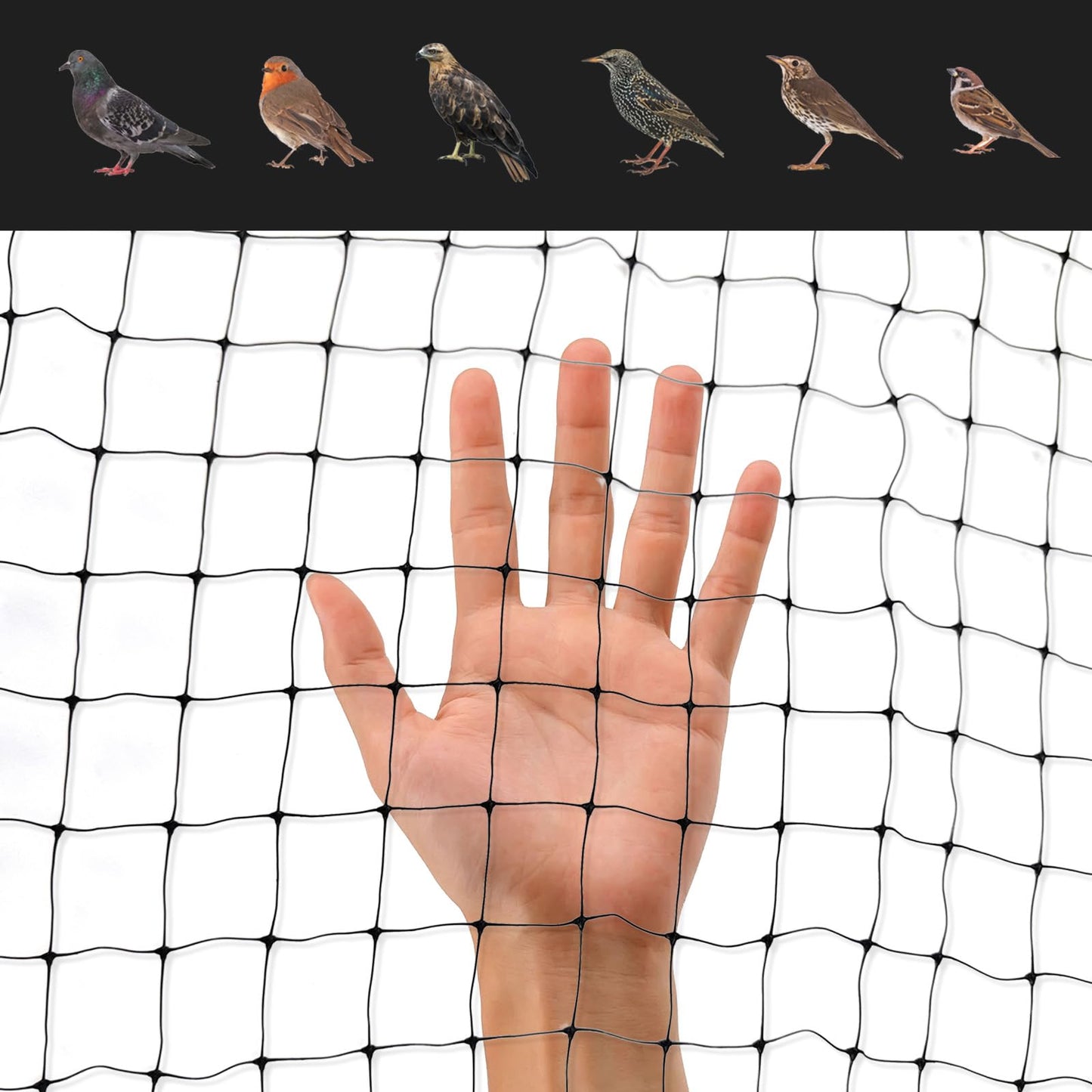 Bird Netting for Garden 7 x 100 Feet, Black Garden Protection Netting Heavy Duty Wire Mesh Net Barrier, Protect Plants Fruits Trees from Rodents Birds Deer Poultry Reusable Animal Fencing (1)
