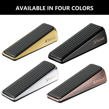 Techoln Door Stoppers, Heavy Duty Door Stop Wedge, Metal Doorstops for All Floor Surfaces (2, Frosted Black)
