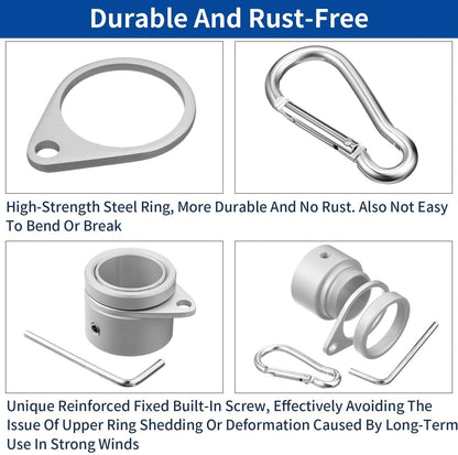 4 Pieces Flag Pole Rings,Aluminum Alloy Mounting Rings 360 Degree Rotating Flagpole Flag Mounting Rings Spinning Flag Pole Kit with Clip Hook for 1 Inch Diameter Flag Pole
