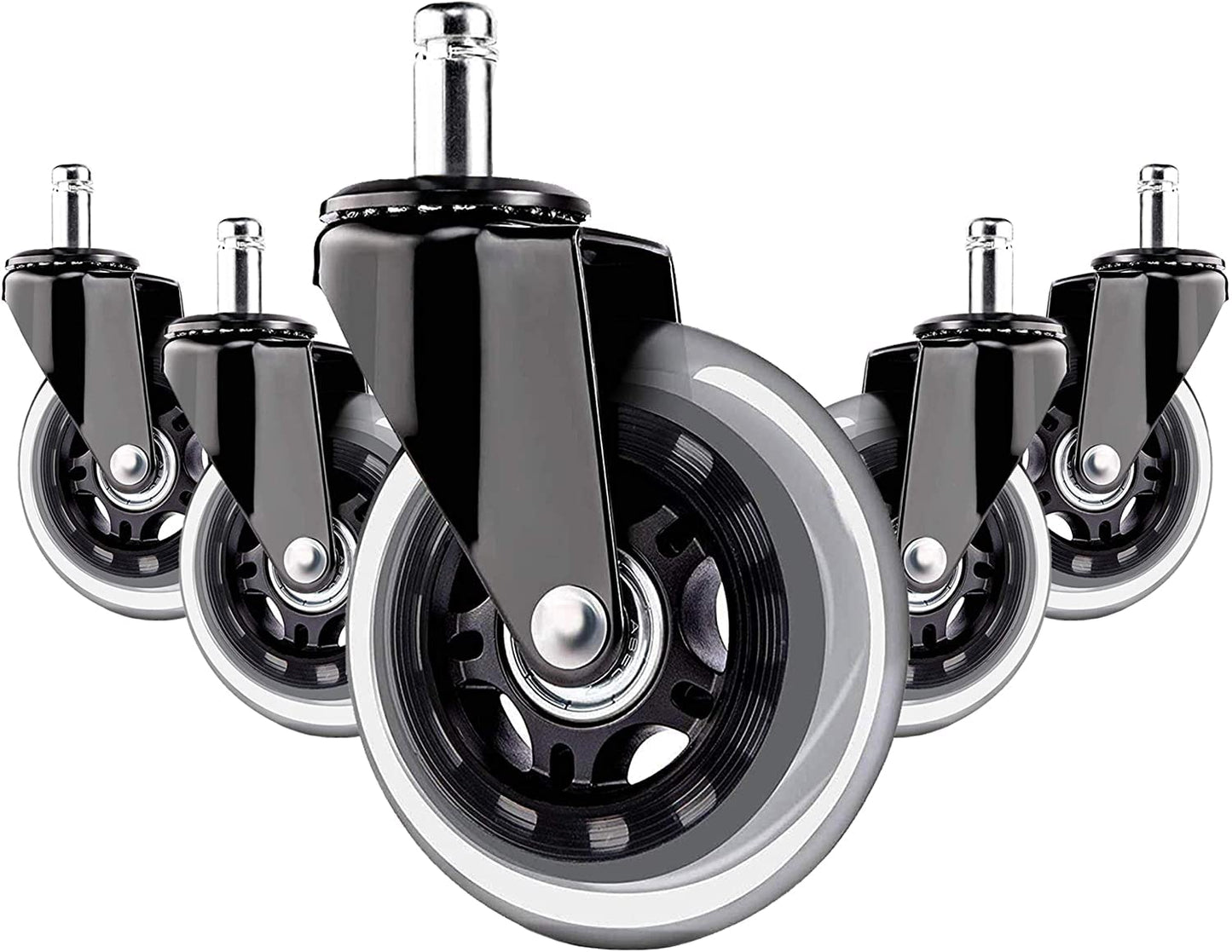 3 inch Office Chair Wheels, 11x22mm Chair Caster Wheels, Set of 5 Heavy Duty Office Chair casters for Hardwood Floors and Carpet, Fits 98% (Not Compatible with IKEA Chairs)