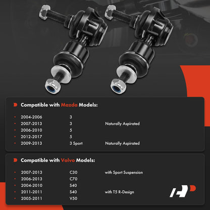 A-Premium 2 x Rear Sway Bar Links Stabilizer Bar Links, Compatible with Mazda 3 2004-2013, 3 Sport 2009-2013, 5 2006-2017, Volvo C70 2006-2013, C30 2007-2013, S40 2004-2011, V50 2005-2011