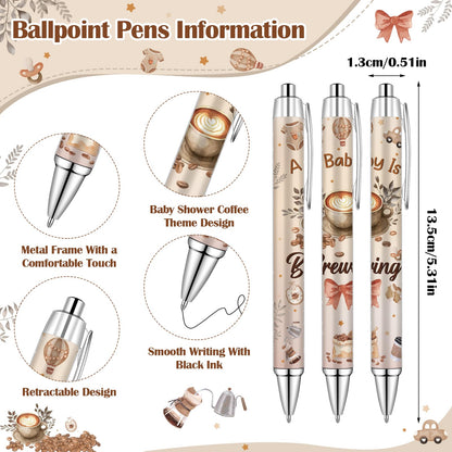 50 Set Coffee Babys Shower Favors for Guests A Baby Is Brewing Coffee Theme Ballpoint Pens Thank You Greeting Cards Baby Shower Gifts for Boy Girl Gender Reveal Party Guest Souvenirs Prizes