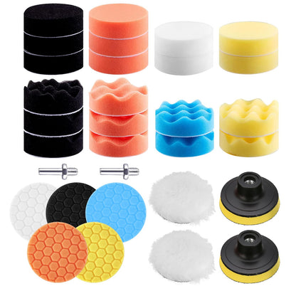 Polishing Pads 3 inch Buffing Pad, Car Drill Polishing Kit for Car Polisher Sanding Waxing, 31 Pack