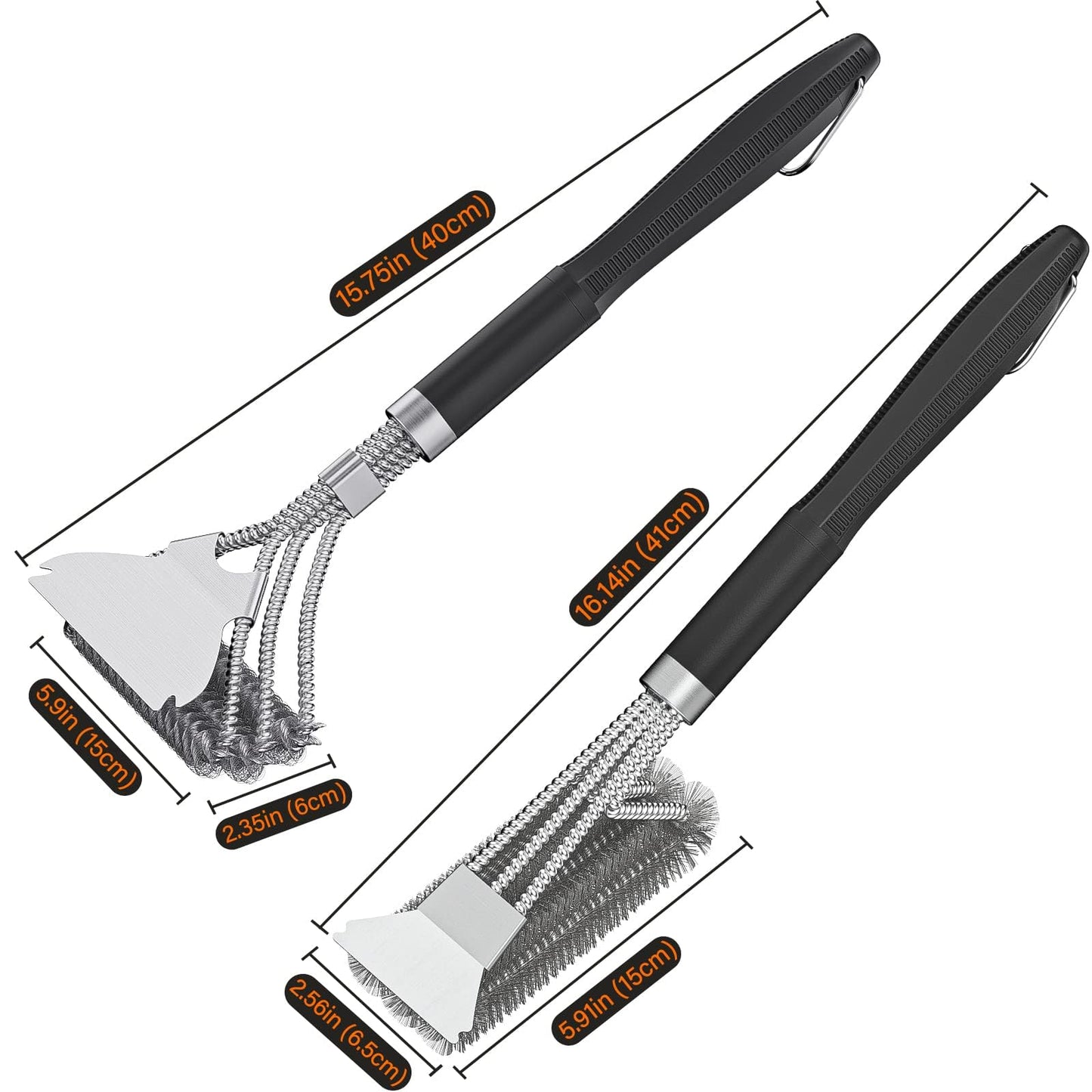 2 Packs BBQ Grill Brush, BBQ Brush Cleaner for Grill, Stainless Steel BBQ Cleaning Brush with Scraper, BBQ Accessories Suitable for Gas, Charcoal, Infrared & Barbecue Grill