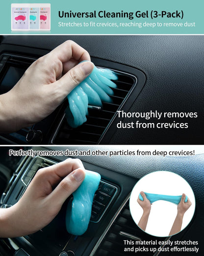 AX2V 7Pcs Car Interior Detailing Cleaning Kit, Detailing Brush Set,Clean Gel, Wash Kit, Cleaning Tools for Car,Keyboard and Interior Cleaning