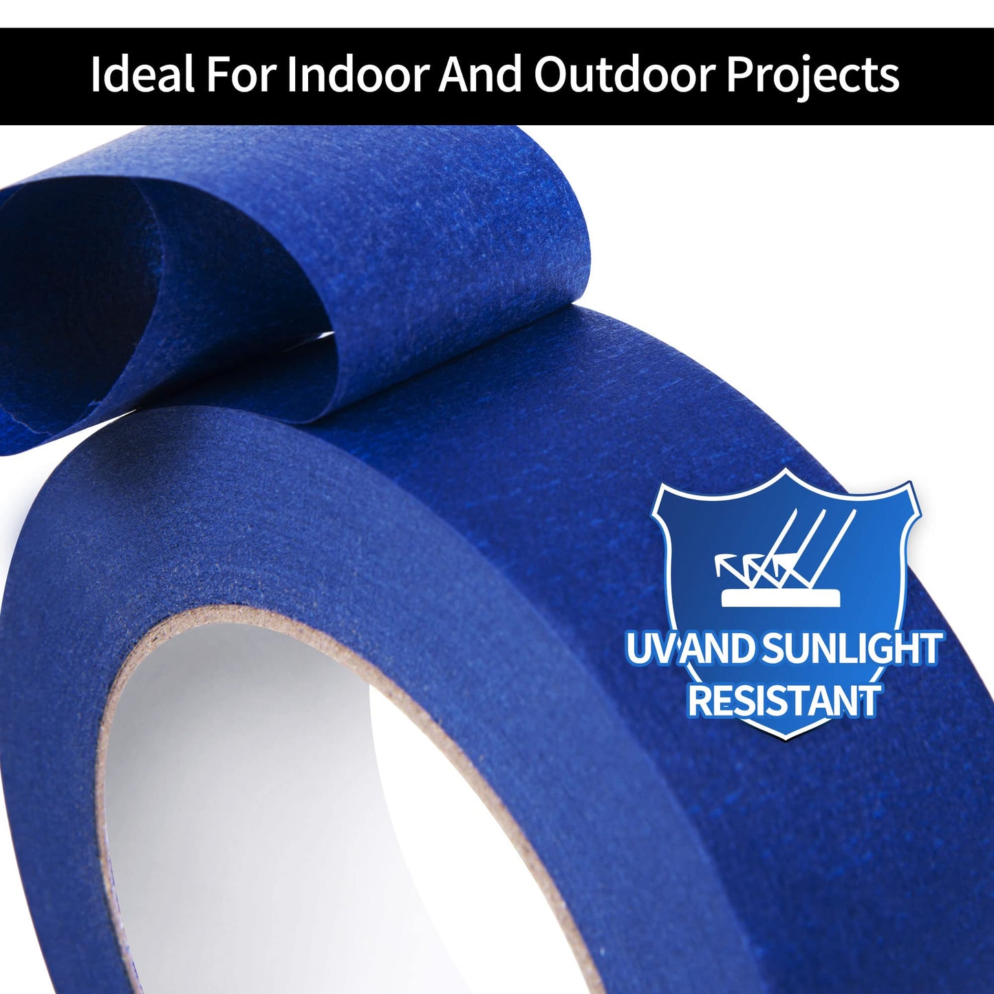 TAPEBEAR Blue Masking Tape, Painters Tape 36mm x 55m, UV Anti Residue Free Blue Tape, Wall Painting Masking Tape with Sharp Lines for Painting,Paint Tape, Outdoor 1.41 inch x 60 Yard, 6Rolls