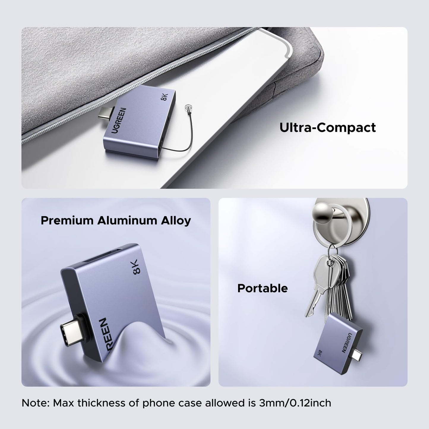 UGREEN 32.4Gbps USB C to DisplayPort 1.4 Adapter with PD 100W Fast Charging 8K@60Hz 4K@240Hz Thunderbolt 4/3 to DisplayPort Compatible with iPhone 17, MacBook Pro/Air/Mini, iPad, Galaxy, Steam Deck