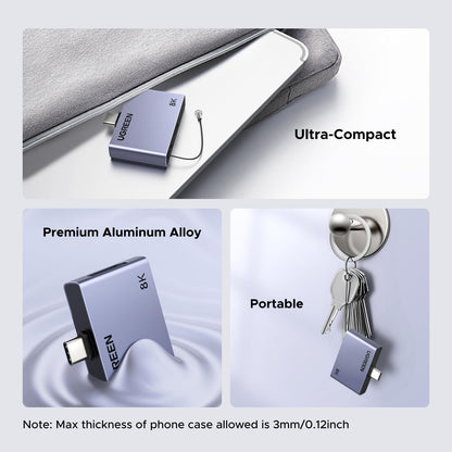 UGREEN 32.4Gbps USB C to DisplayPort 1.4 Adapter with PD 100W Fast Charging 8K@60Hz 4K@240Hz Thunderbolt 4/3 to DisplayPort Compatible with iPhone 17, MacBook Pro/Air/Mini, iPad, Galaxy, Steam Deck