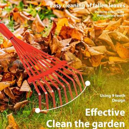 3 Pieces Rakes with Wooden Handle&Head , 27" Lawn Rakes for Leaves
