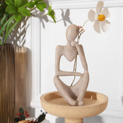 Winshall Home Decor Accents, Resin Thinker Statue Decor 3 PCS, Abstract Bookshelf Decor, Decorative Sculpture for Office,Book Shelf, Figurines Home Decor Accents (Sandstone)