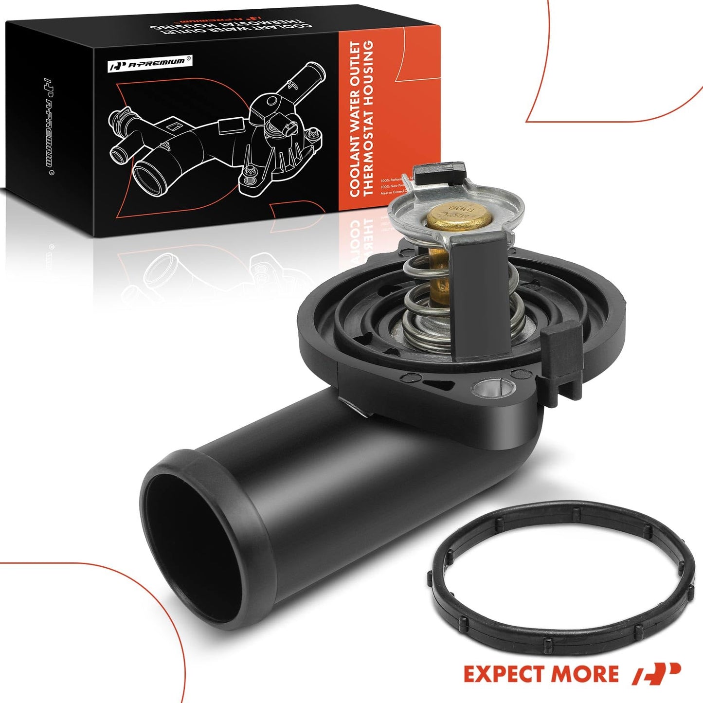 A-Premium Engine Coolant Thermostat Housing Assembly with Gasket Compatible with Jeep Cherokee & Dodge Grand Caravan, Journey, Avenger & Chrysler Town & Country, 200 & Volkswagen Routan & Ram