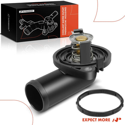 A-Premium Engine Coolant Thermostat Housing Assembly with Gasket Compatible with Jeep Cherokee & Dodge Grand Caravan, Journey, Avenger & Chrysler Town & Country, 200 & Volkswagen Routan & Ram