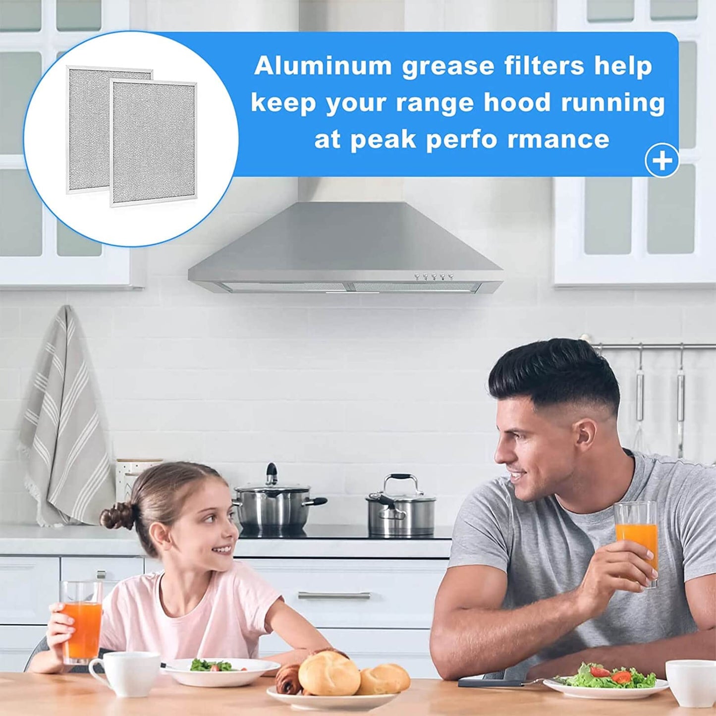 BPS1FA30 Replacement Filter for Broan QS1 & WS1 Range Hoods - Aluminum, 11-3/4’’ x 14-1/4’’ x 3/8’', 2 Pieces, Efficient Vent Grease Filters