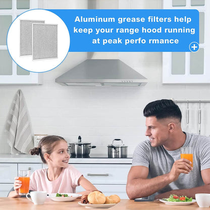 BPS1FA30 Replacement Filter for Broan QS1 & WS1 Range Hoods - Aluminum, 11-3/4’’ x 14-1/4’’ x 3/8’', 2 Pieces, Efficient Vent Grease Filters