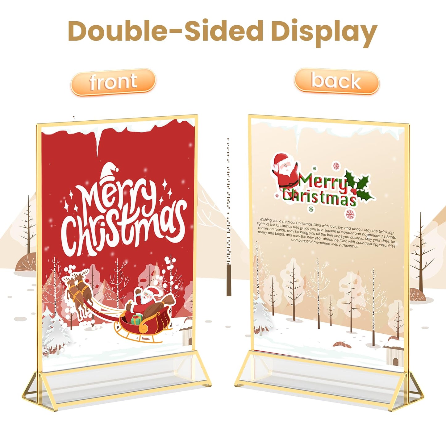 YOAEAILY Acrylic Sign Holder 8.5X11 Gold Frames Double-Sided Gold Picture Frames Flyer Holder for Menu Holder Wedding Table Number Holder Photo Frames with Double Sided Stickers-3 Pack