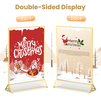 YOAEAILY Acrylic Sign Holder 8.5X11 Gold Frames Double-Sided Gold Picture Frames Flyer Holder for Menu Holder Wedding Table Number Holder Photo Frames with Double Sided Stickers-3 Pack